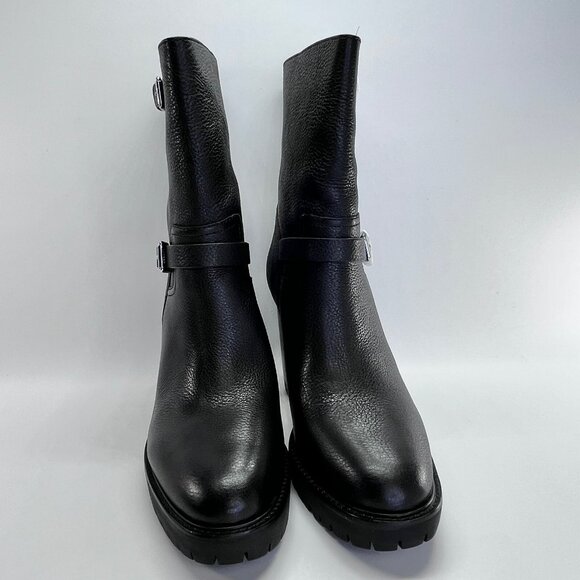 Ralph Lauren Lyvia Leather Boot Size 11B Black Tumbled Mid Calf Block Heel - Picture 4 of 16